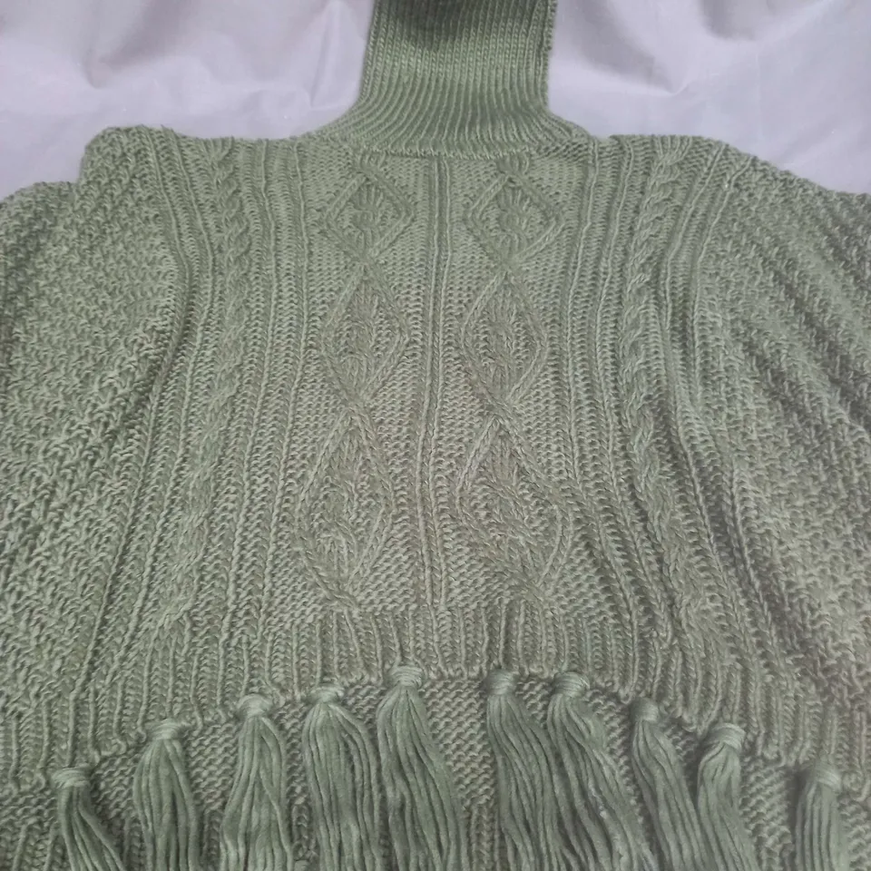BRAKEBRUN LADIES KHAKI TASSELS PONCHO - ONE SIZE