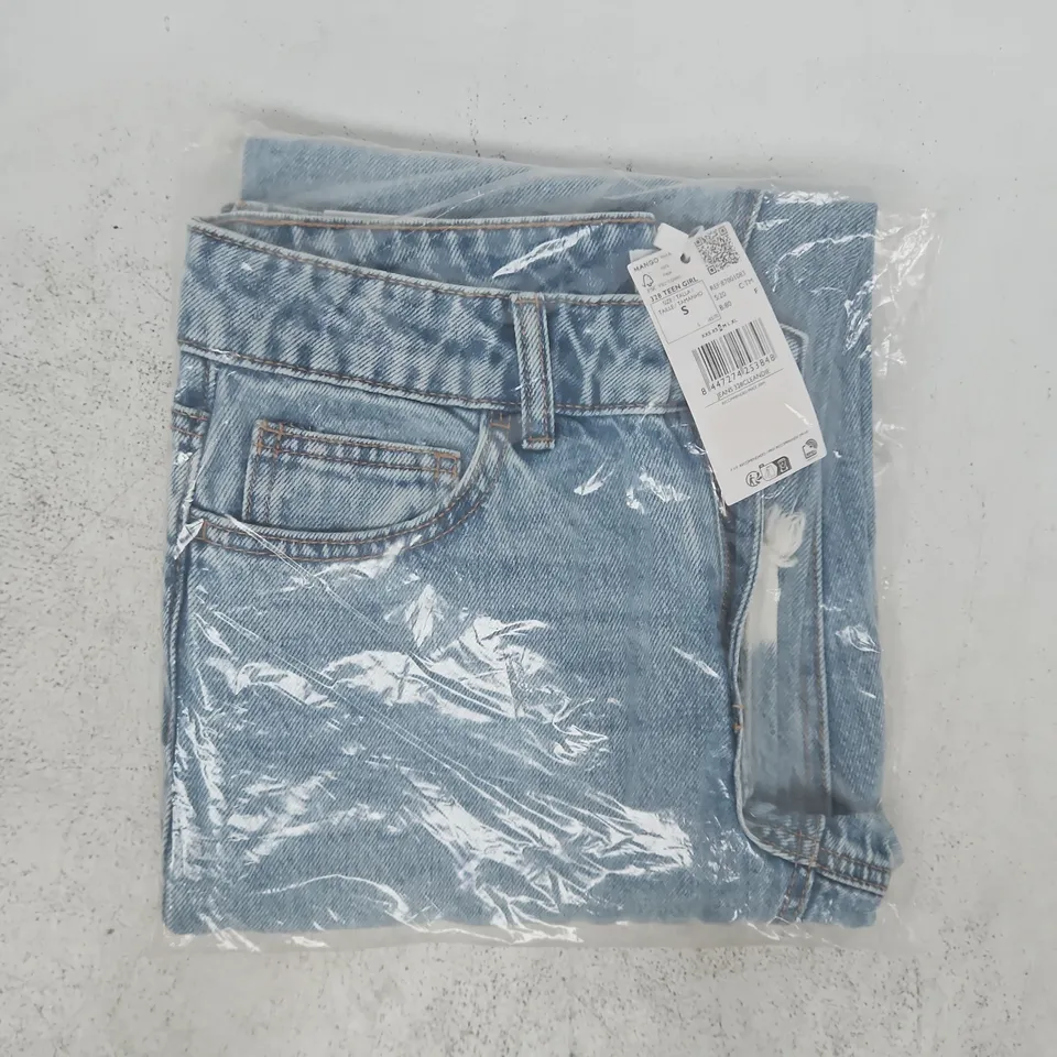 BAGGED MANGO TIE-DYE STRAIGHT JEANS IN BLUE SIZE SMALL