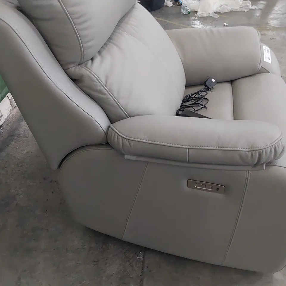 QUALITY BRITISH DESIGNER G PLAN KINGSBURY POWER RECLINING EASY CHAIR CAMBRIDGE GREY LEATHER 