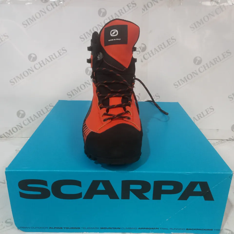 BOXED PAIR OF SCARPA RIBELLE LITE HD BOOTS IN ORANGE UK SIZE 7.5