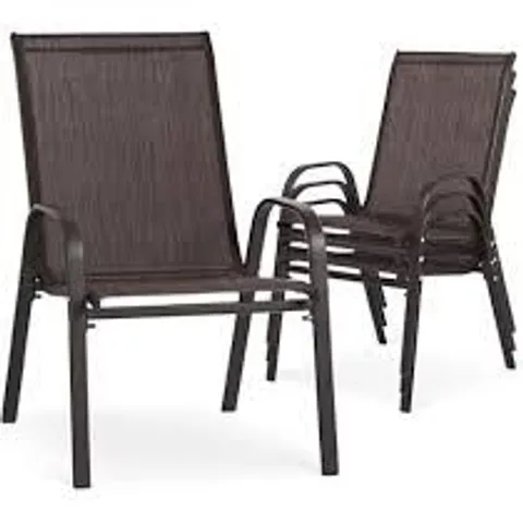 BOXED TESLIN STACKING CHAIRS (SET OF 4) - BROWN (1 BOX)