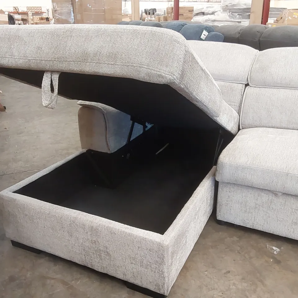 QUALITY DESIGNER FABRIC UPHOLSTERED CORNER SOFA BED WITH STORAGE