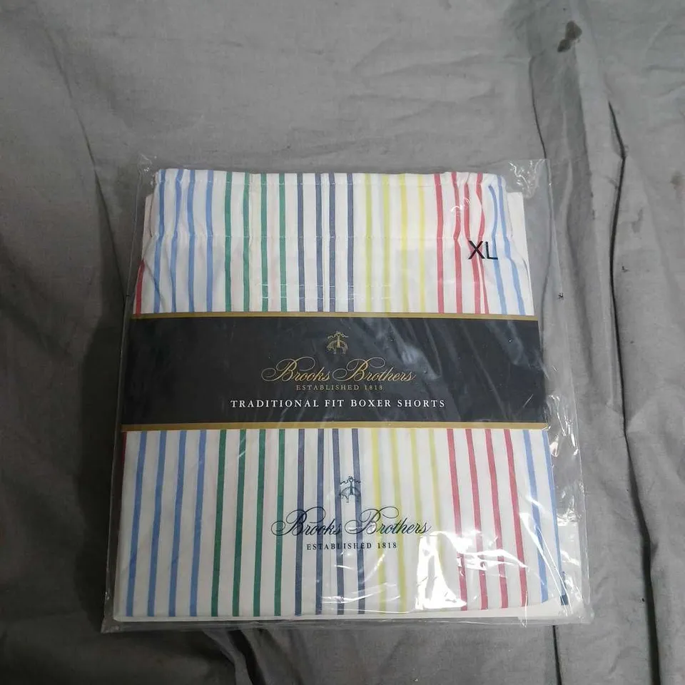 Brooks Brothers Traditional Fit Boxer Shorts – Striped Multicolor, Size XL