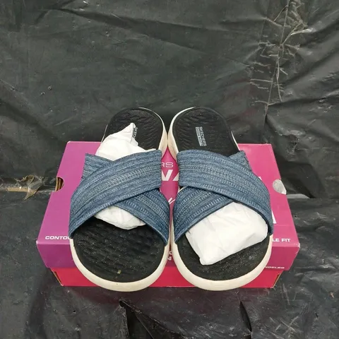 SKECHERS GO WALK CROSSOVER SANDALS - BLUE - SIZE 4
