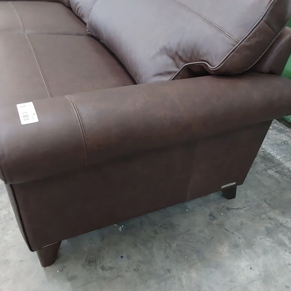 QUALITY BRITISH MADE LOUNGE Co FOUR SEATER SOFA BROWN LEATHER