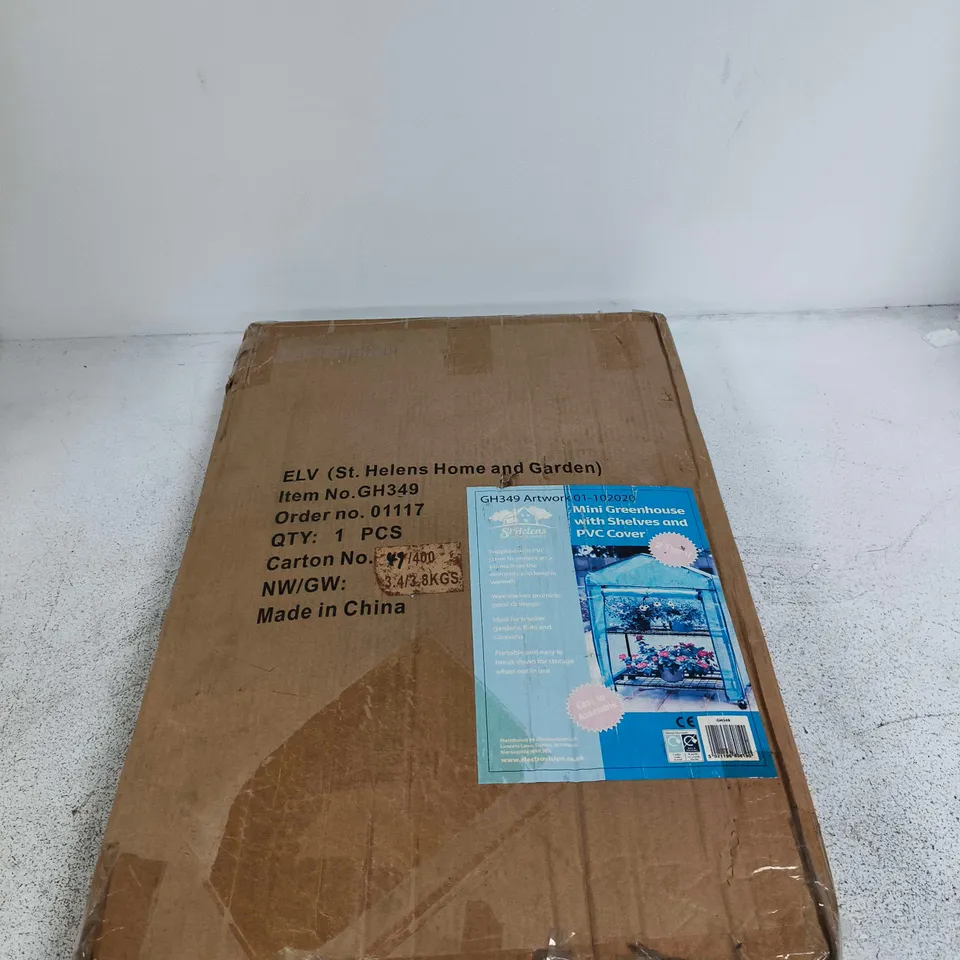 ST HELENS MINI GREENHOUSE WITH SHELVES AND PVC COVER – GH349 (BOXED)