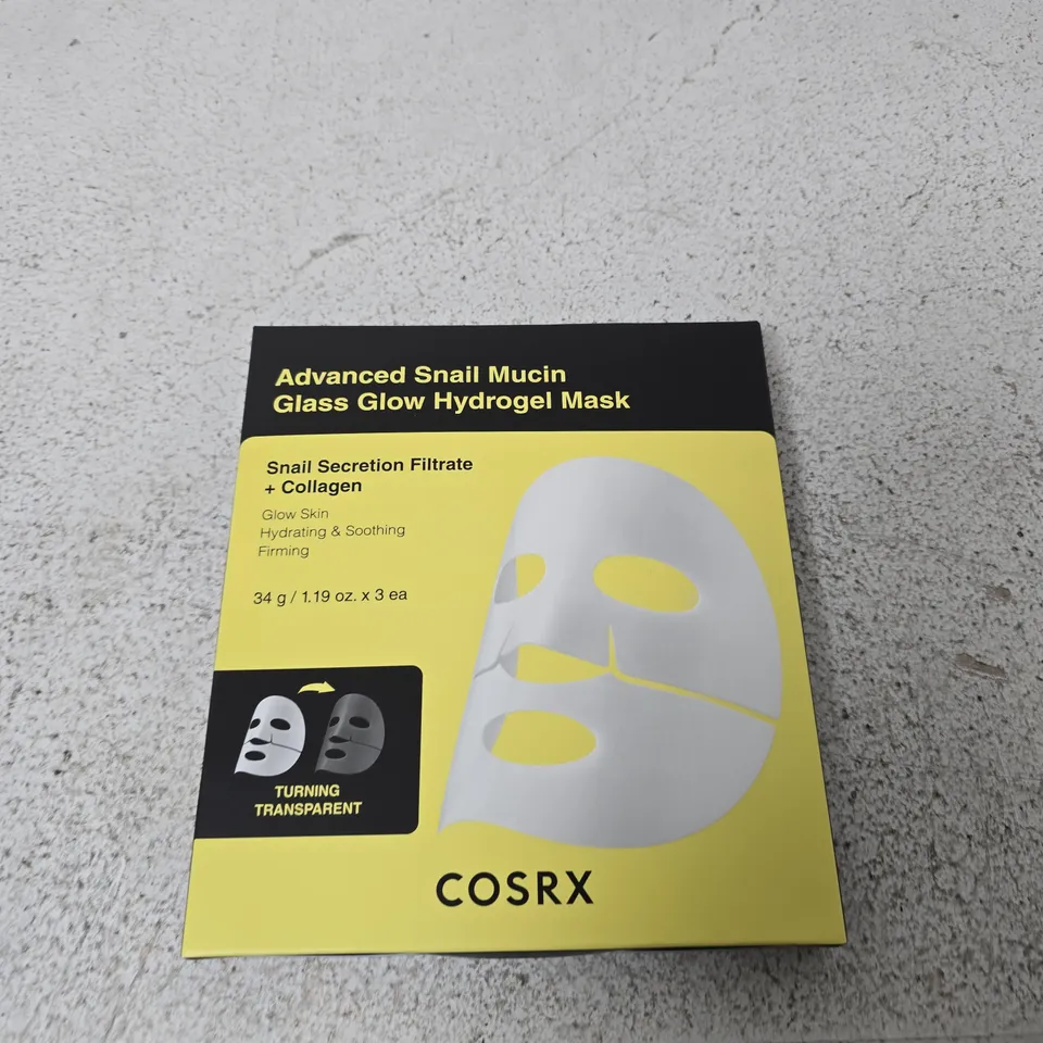 COSRX ADVANCED SNAIL MUCIN GLASS GLOW HYDROGEL MASK – BOXED