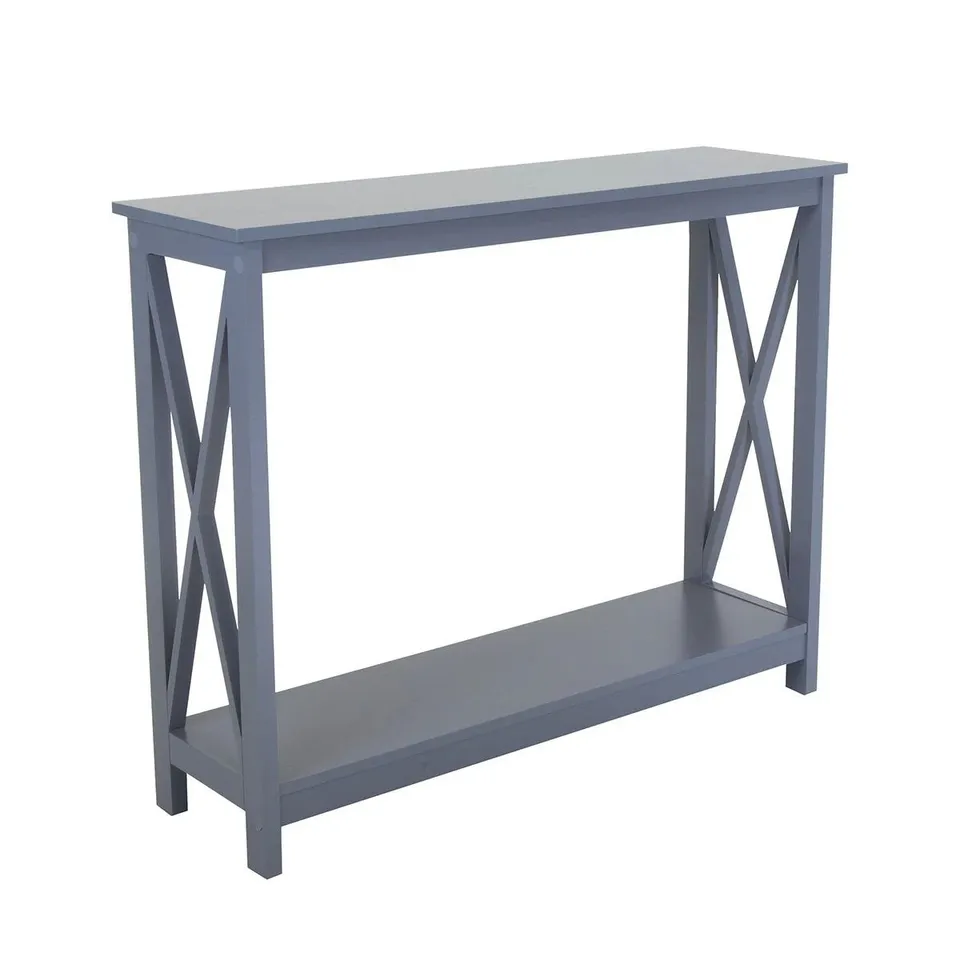 BOXED CHARLES BENTLEY TETBURY CROSS CONSOLE TABLE - GREY (1 BOX)