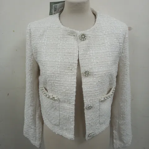 H&M TEXTURED CREAM BLAZER - EUR S