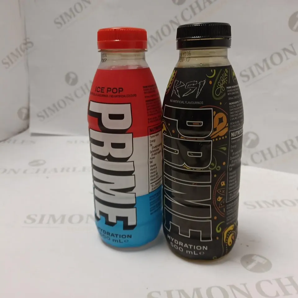 LOT OF 2 PRIME HYDRATION DRINKS (500ml) - ICE POP & KSI
