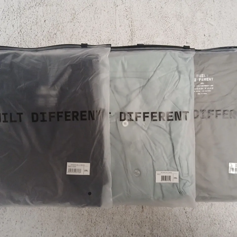 SET OF APPROXIMATELY 10 ASSORTED BUILT DIFFERENT T-SHIRTS/SHIRTS IN VARIOUS COLOURS AND SIZES