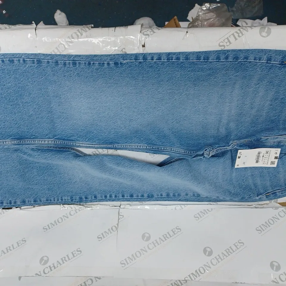 ZARA STRAIGHT FULL LENGTH BLUE DENIM JEANS- UK 8 