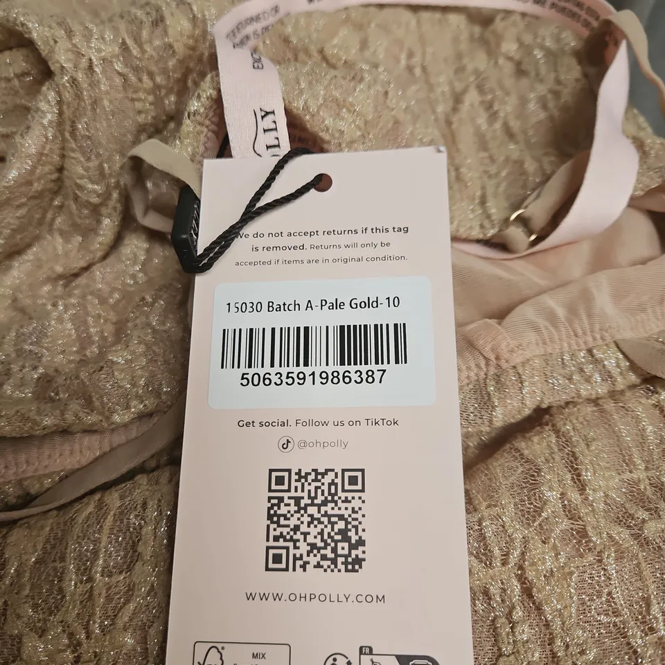 OH POLLY PALE GOLD SIZE 10 DRESS WITH TAGS
