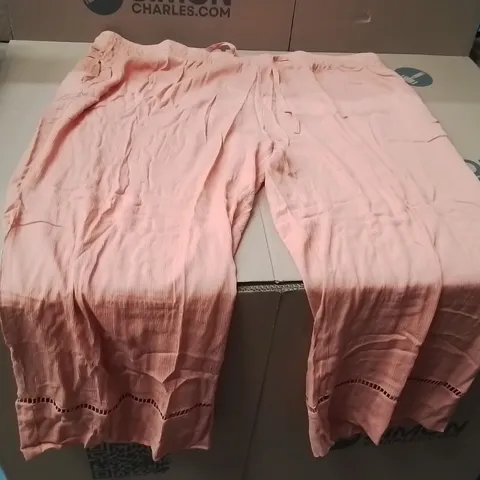BOXED BRAND NEW APPROXIMATELY 11 JD WILLIAMS CRINKLE WIDE LEG TROUSERS APRICOT SIZE 30