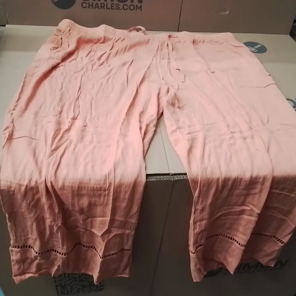 BOXED BRAND NEW APPROXIMATELY 11 JD WILLIAMS CRINKLE WIDE LEG TROUSERS APRICOT SIZE 30
