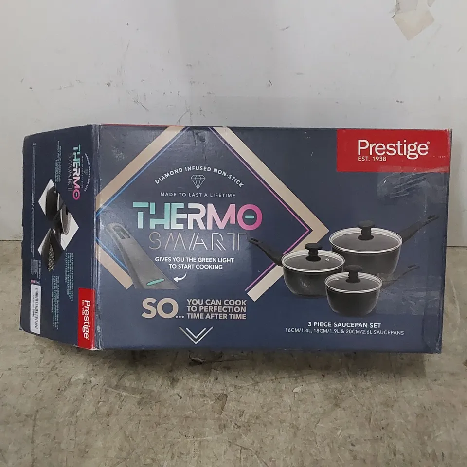 BOXED PRESTIGE THERMO SMART 3 PIECE SAUCEPAN SET 
