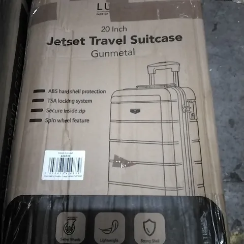 BOXED 20 INCH JET-SET TRAVEL SUITCASE GUNMETAL