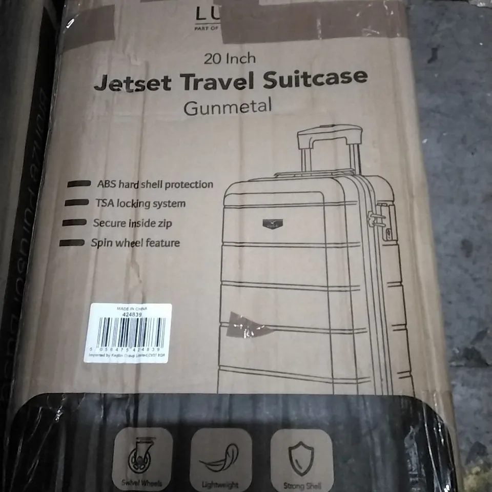 BOXED 20 INCH JET-SET TRAVEL SUITCASE GUNMETAL