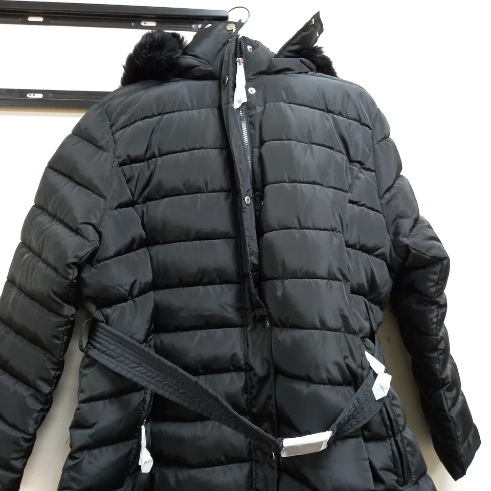 PORTOBELLO LONG SLEEVE PUFFER COAT IN BLACK - 5XL