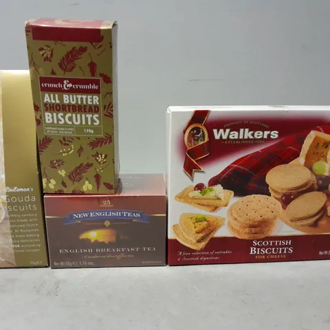 TOTE OF APPROXIMATELY 6 ASSORTED FOOD ITEMS TO INCLUDE - WALKERS BISCUITS , ALL BUTTER BISCUITS , GOUDA BISCUITS ETC