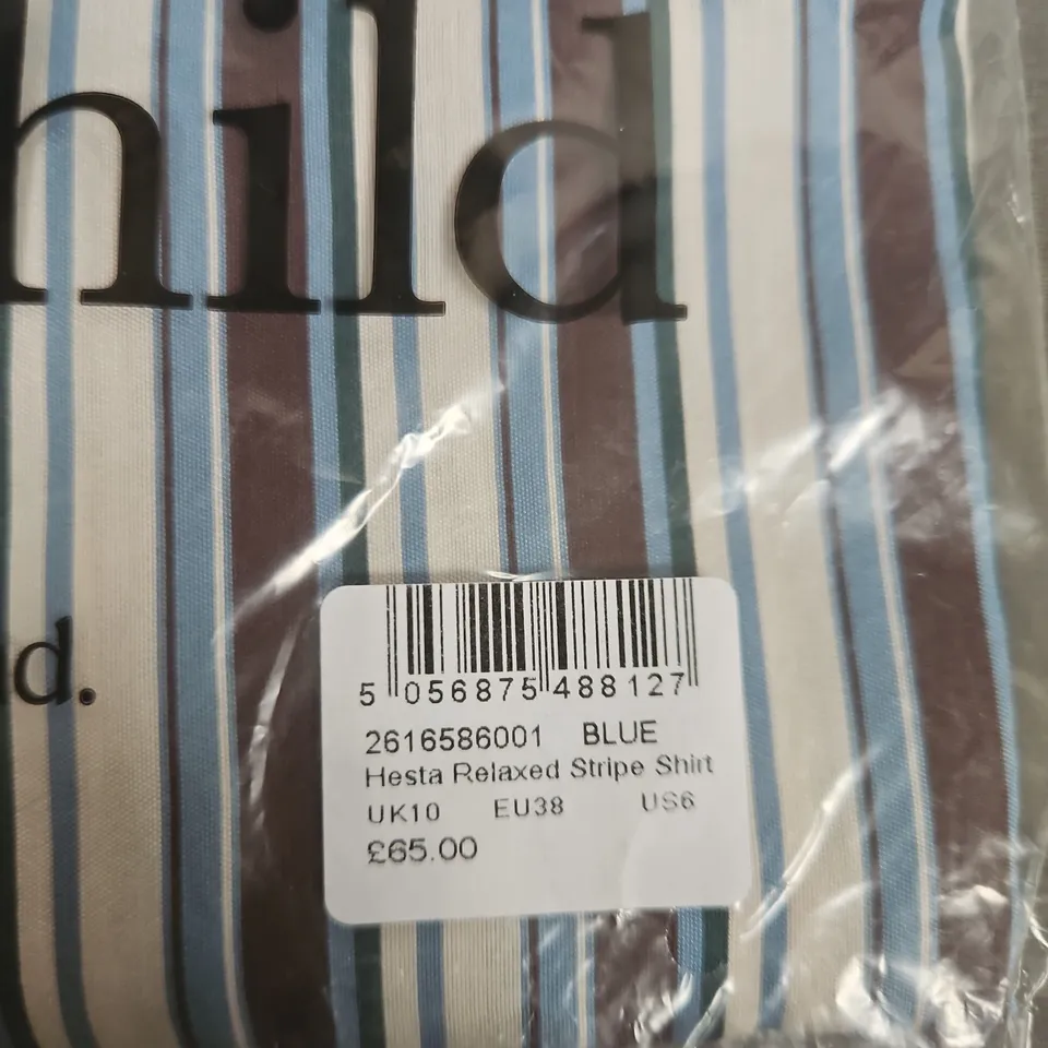 NOBODY'S CHILD HESTA RELAXED STRIPE SHIRT – BLUE, UK10 (EU38) 