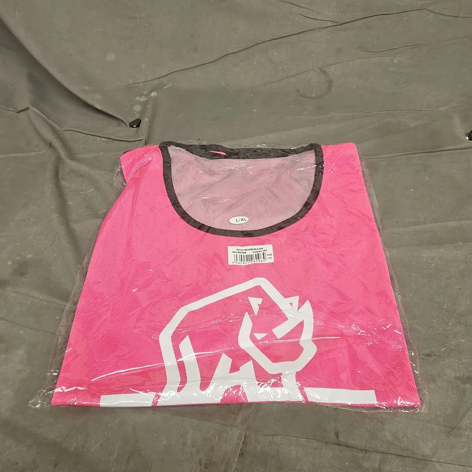4 X RHINO REVERSIBLE PINK TRAINING BIBS SIZE LARGE/EXTRA LARGE BAGGED