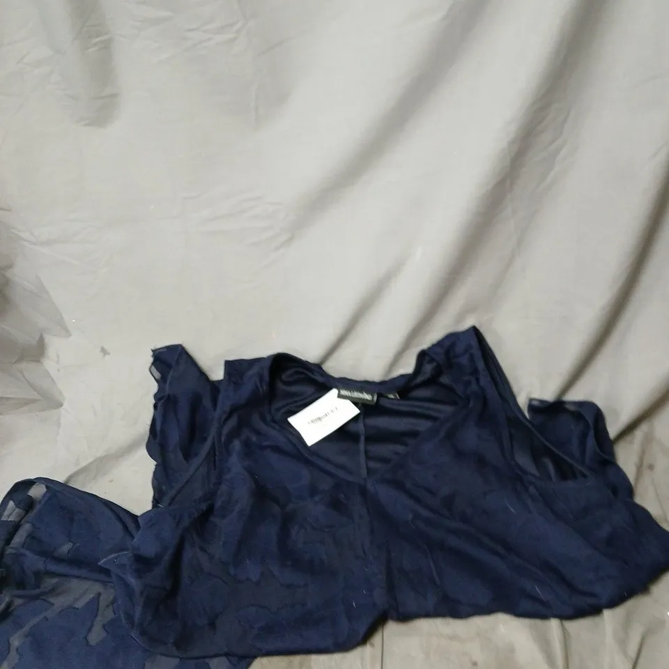 BOX OF APPROXIMATELY 15 ASSORTED CLOTHING ITEMS INCLUDING BUTTON THROUGH CARDIGAN , V NECK SLEEVELESS DRESS AND TRACKSUIT BOTTOMS 