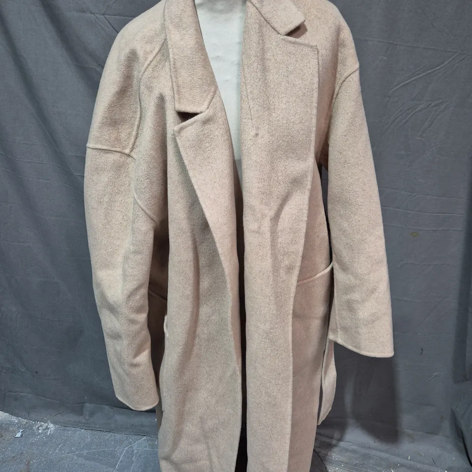 WYSE DIANE DOUBLE FACED BELTED COAT IN BEIGE SIZE L