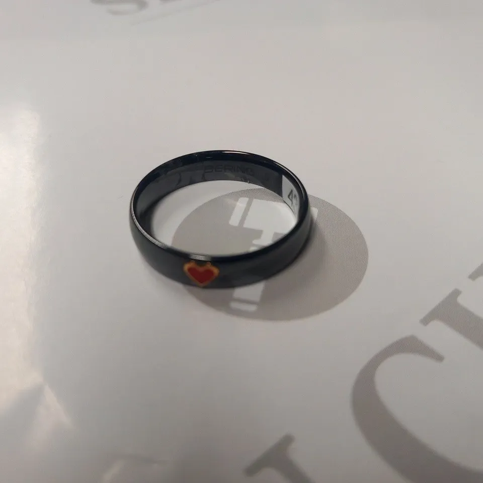 BERING BLACK CERAMIC HEART RING SIZE 9