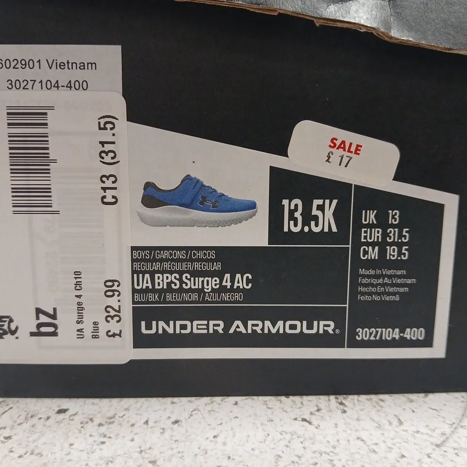 UNDER ARMOUR UA BPS SURGE 4 AC KIDS' TRAINERS – UK 13 - KIDS