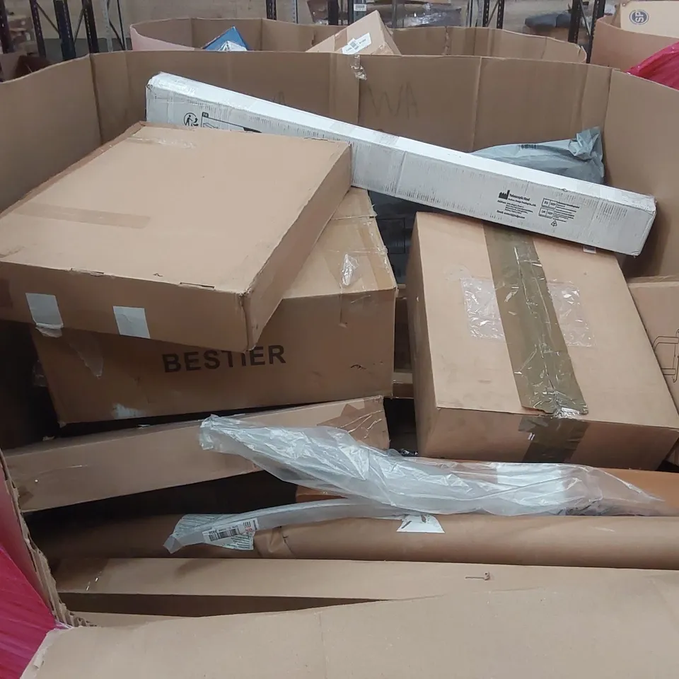 PALLET OF ASSORTED ITEMS INCLUDING: FOOD PROCESSOR, UNDERSINK WATER FITRATION, DALUOBO SINK, ARTIFICIAL CHRISTMAS TREE, STAR STAR LIGHT ECT