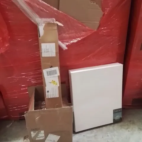 PALLET OF ASSORTED HOUSEHOLD GOODS AND PRODUCTS TO INCLUDE;TOASTER CANVAS,FLOATING SHELVES