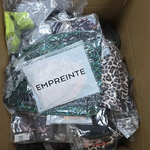 LARGE BOX OF APPROX 20 ASSORTED CLOTHING ITEMS IN VARIOUS STYLES, SIZES AND COLORS - COLLECTION ONLY