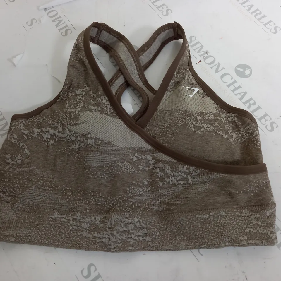 GYMSHARK TEXTURED BROWN SPORTS BRA - M