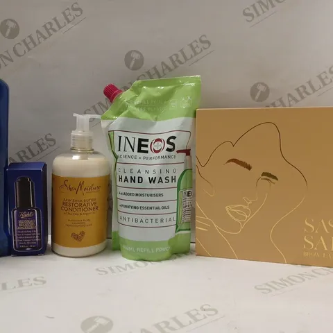 BOX OF APPROX 20 ASSORTED HEALTH AND BEAUTY ITEMS TO INCLUDE - INEOS CLEANSING HAND WASH - SASSY SAINT BROW LAMINATION KIT - RADOX SLEEP BATH SOAK ECT 