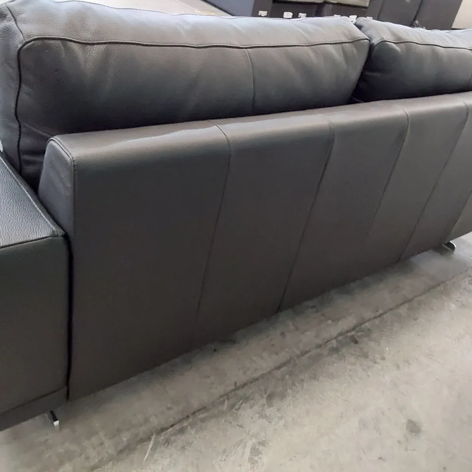 QUALITY ITALIAN DESIGNER CLAUDIO THREE SEATER SOFA BLACK LEATHER 