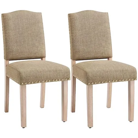 BOXED YAHEETECH SET OF 2 UPHOLSTERED DINING CHAIR WITH NAILHEAD TRIM KHAKI