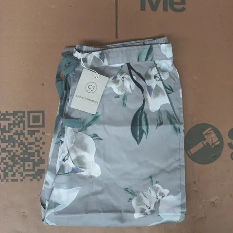 CYBER JAMMIES KALLIE GREY FLORAL PRINT PYJAMA BOTTOMS SIZE UK 14