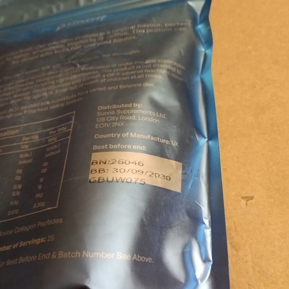 SUNNA SUPPLEMENTS HALAL COLLAGEN PROTEIN UNFLAVOURED 250G