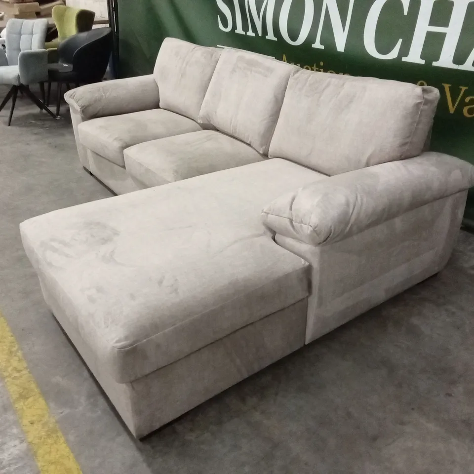 ELIZA RIGHT HAND 3 SEATER FABRIC CHAISE SOFA - BEIGE RRP £1149