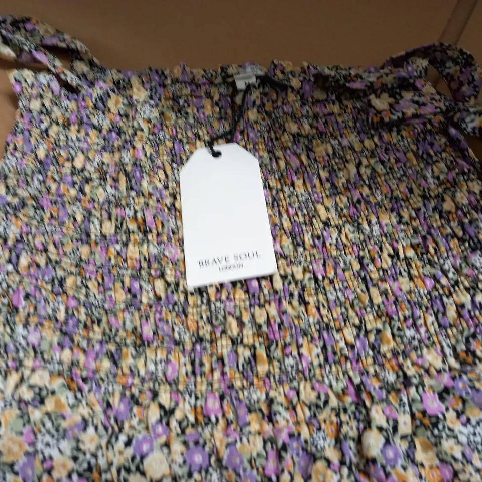 BRAVE SOUL DITSY FLORAL SHIRRED TOP JUMPSUIT - L