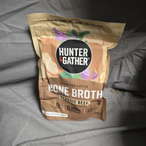 HUNTER & GATHER BONE BROTH – CLASSIC BEEF, 400 G POUCH