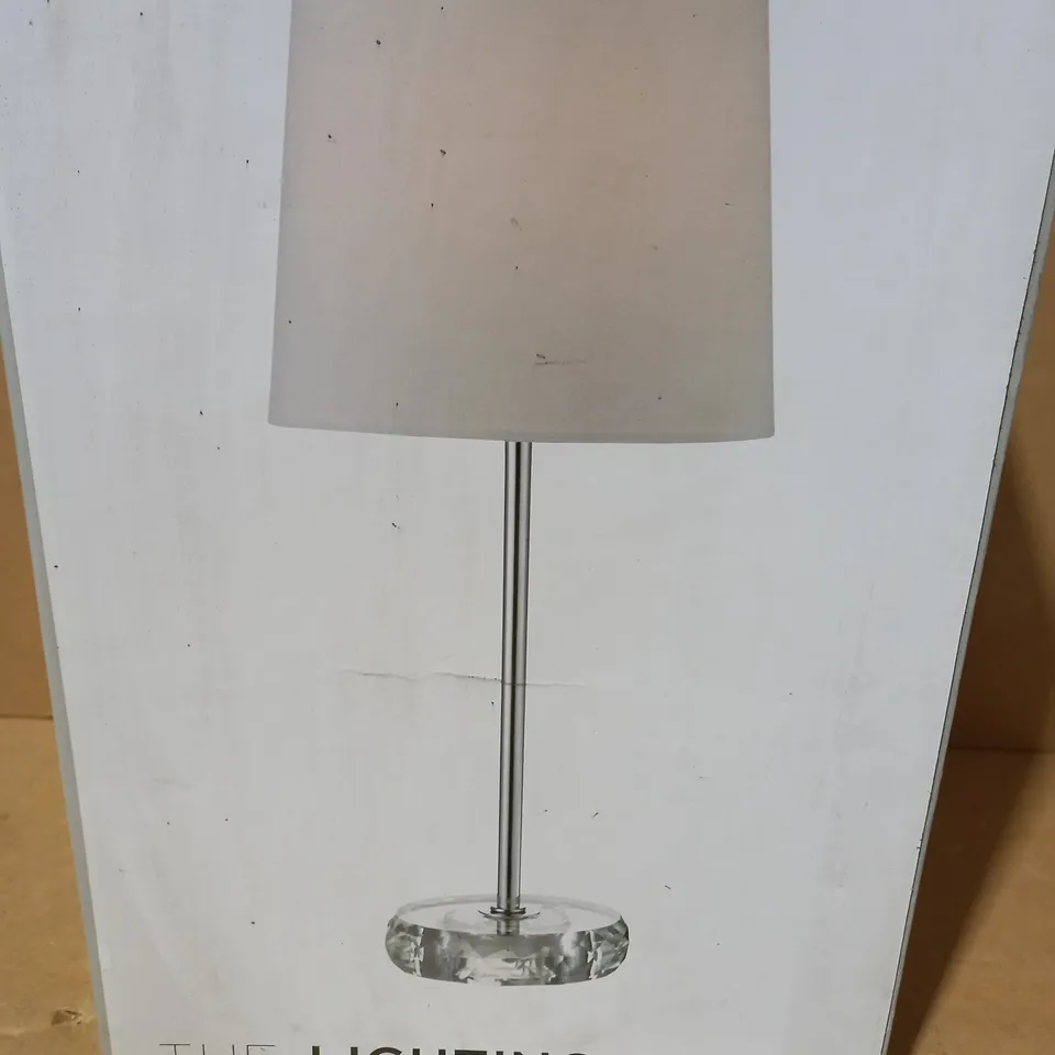 THE LIGHTING STUDIO GENEVIEVE CRYSTAL BASE IVORY FABRIC SHADE TABLE LAMP 