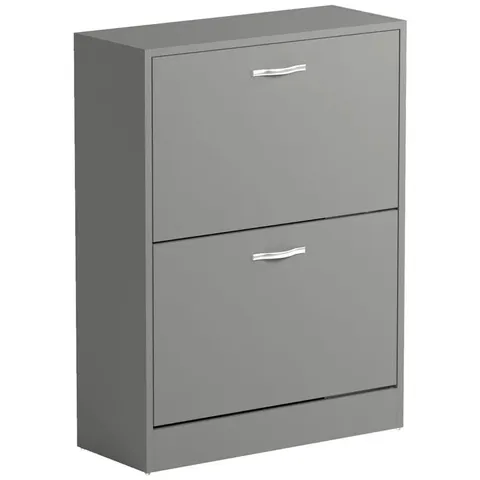 BOXED 2 DRAWER SHOE CABINET - GREY (1 BOX)