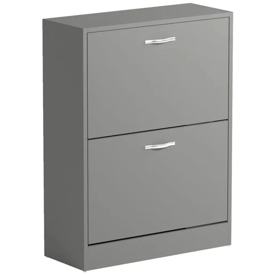 BOXED 2 DRAWER SHOE CABINET - GREY (1 BOX)