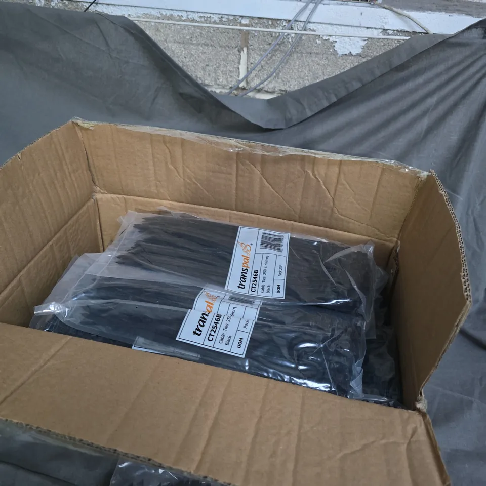 TRANSPAL CT2546B CABLE TIES 250 X 4.6MM, BLACK – PACK OF 200 X APPROXIMATELY 15 PACKS IN A BOX .