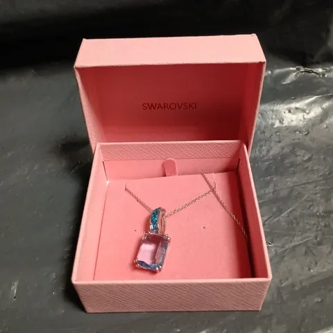 SWAROVSKI CRYSTAL PENDANT NECKLACE IN PINK PRESENTATION BOX