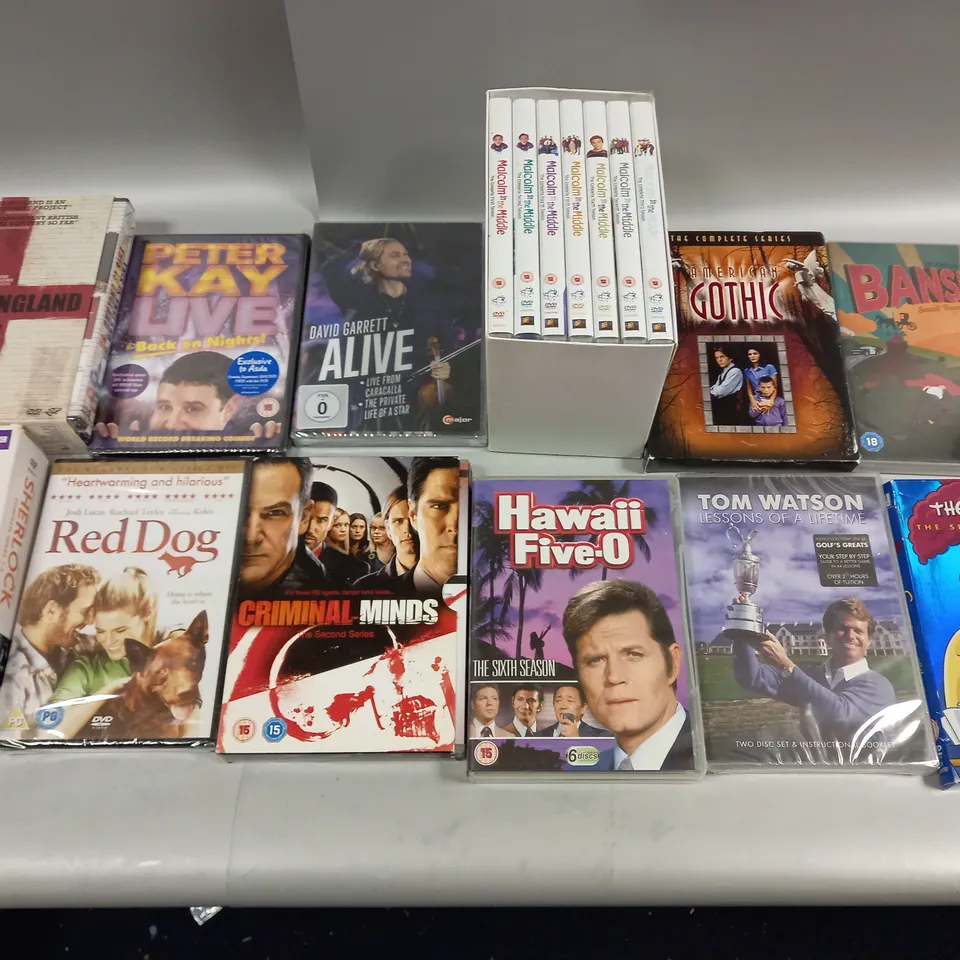 APPROXIMATELY 12 ASSORTED MOVIE DVDS TO INCLUDE THE SIMPSONS SEVENTEENTH SEASON, BANSHEE SEASON 1, AND AMERICAN GOTHIC SERIES ETC.