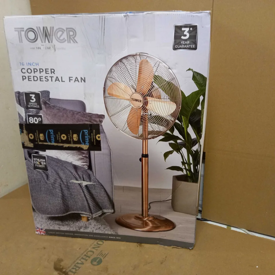 TOWER COPPERT METAL PEDESTAL FAN 
