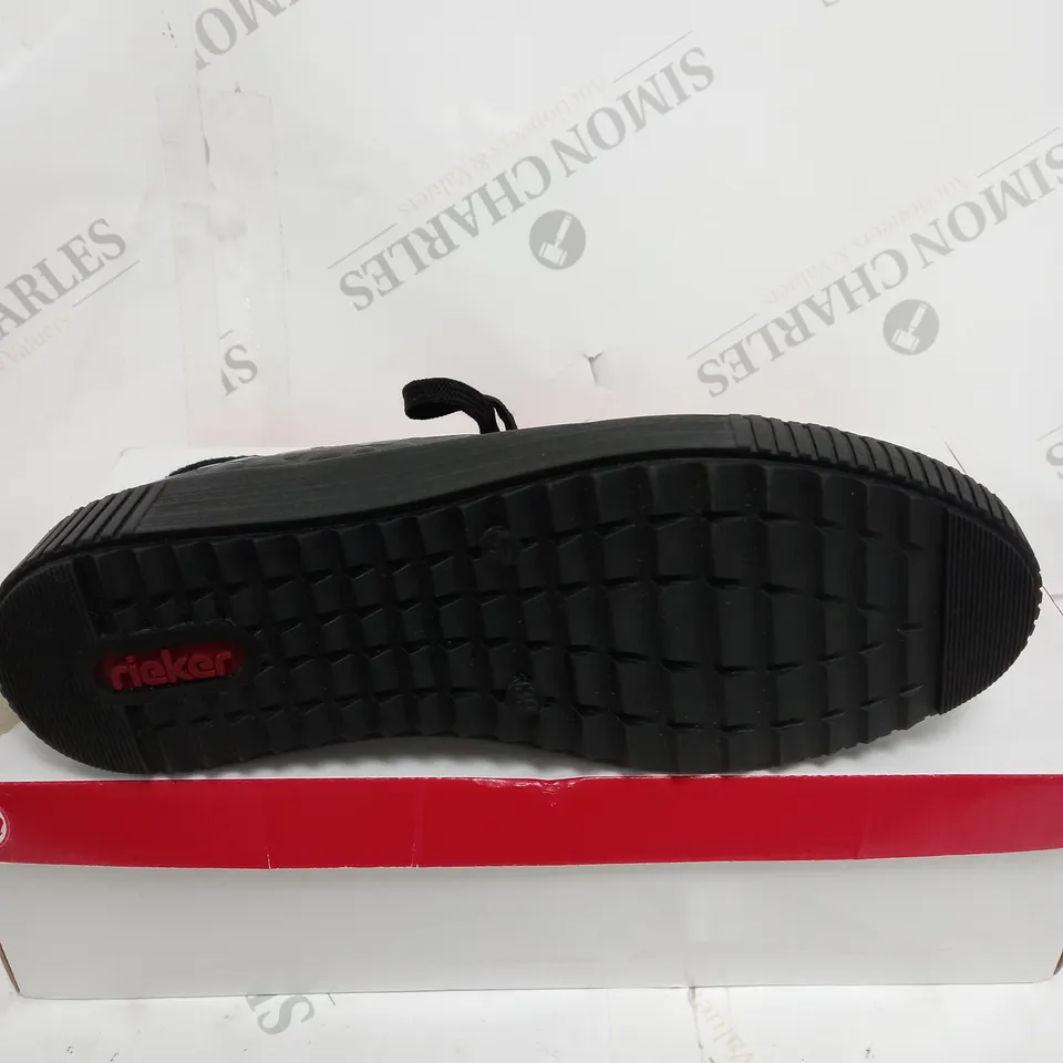 RIEKER TRAINER BOOT SIDE ZIP BLACK PATENT MULTI COLOURED - SIZE UK 6